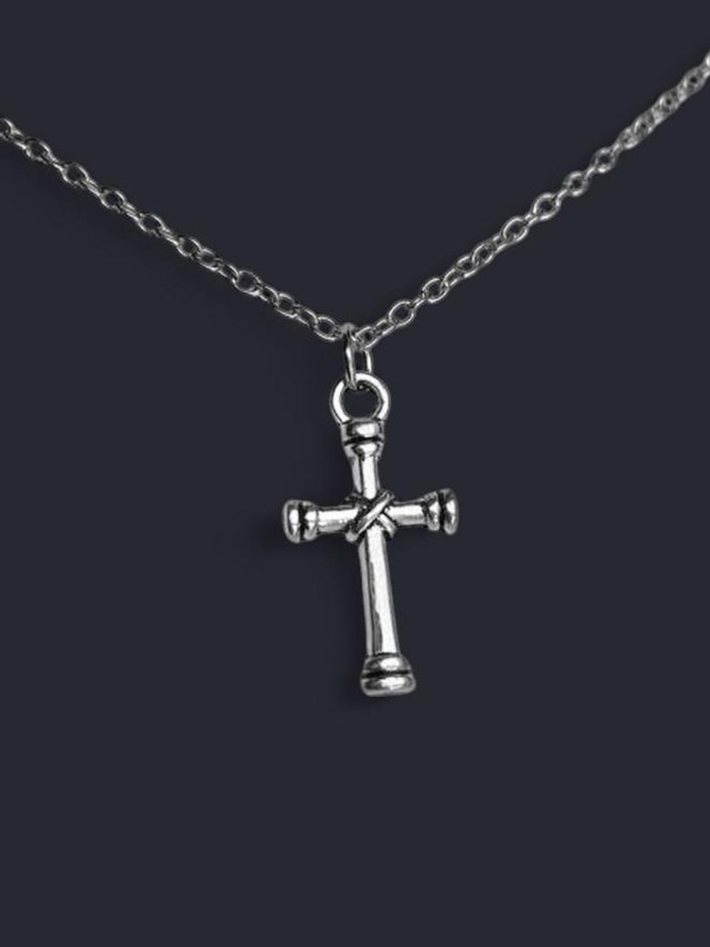 NWT handmade dainty silver cross necklace stainless steel chain emo goth jewelry